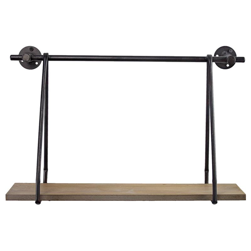 7" x 24" Set of 2 Rustic Wall Art Wood and Metal Hanging Shelves Brown - Crystal Art Gallery