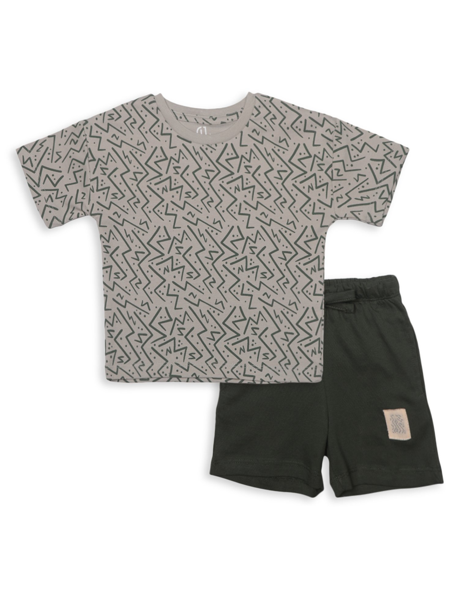 GJ baby Grey Printed T-Shirt with Shorts