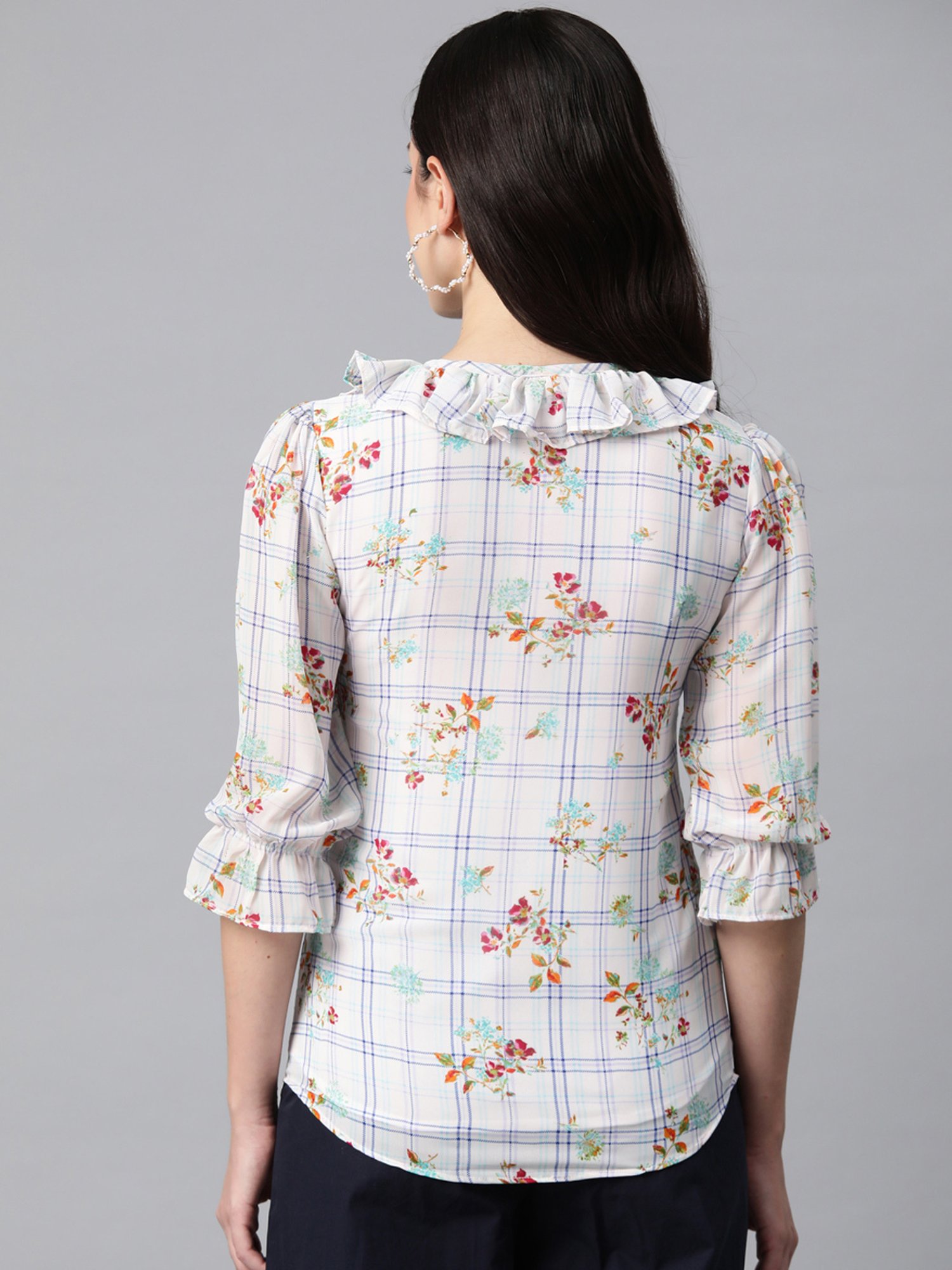 Cottinfab White Checks Top