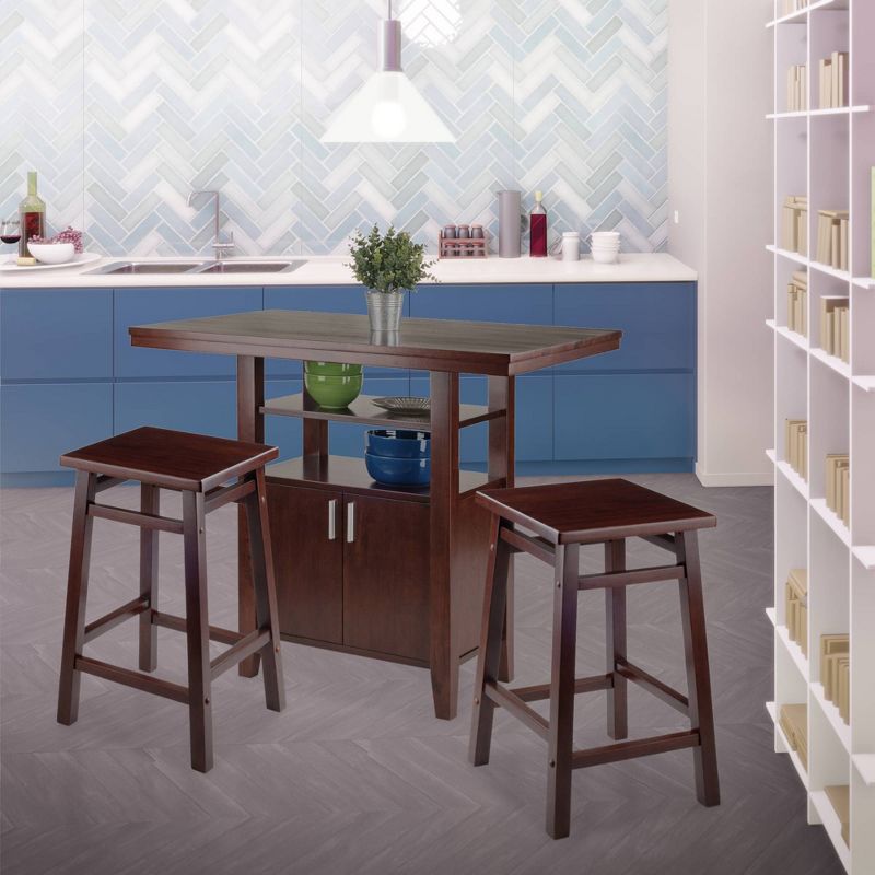 3pc Albany Counter Height Dining Set Walnut - Winsome