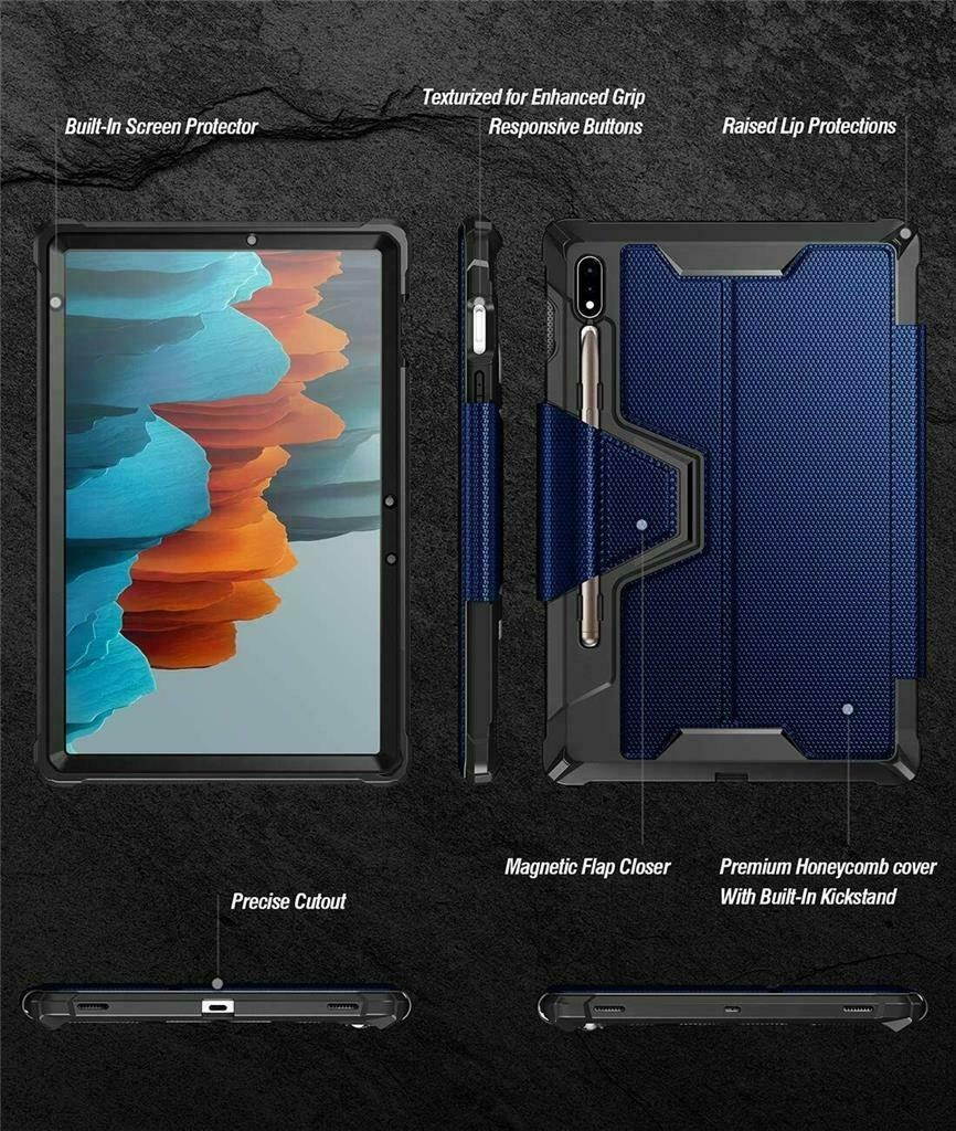 Poetic Smart Case For Galaxy Tab S7 Tablet Cover w/Built-in Kickstand Navy Blue