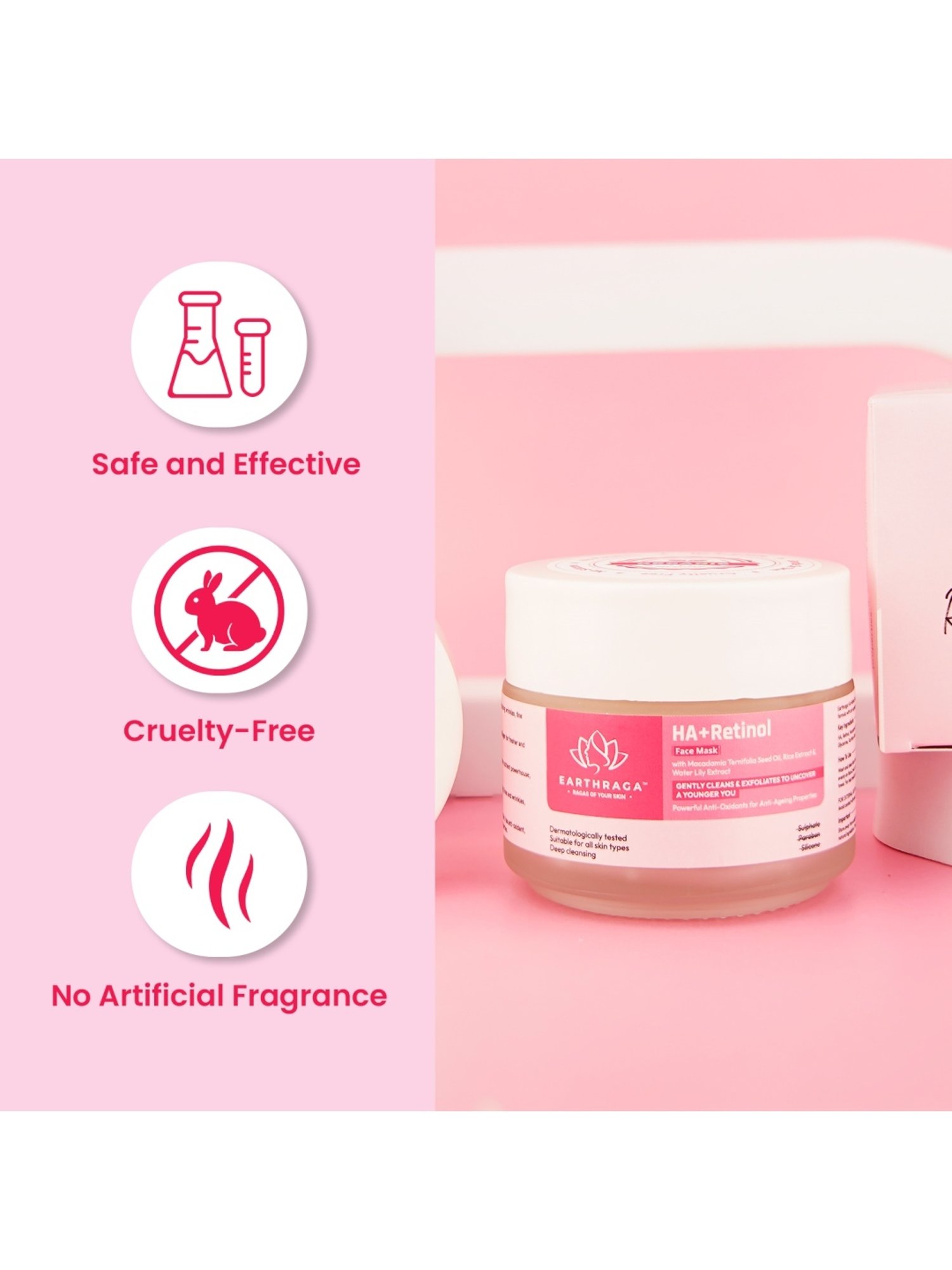 Earthraga HA + Retinol Face Mask - 100 gm