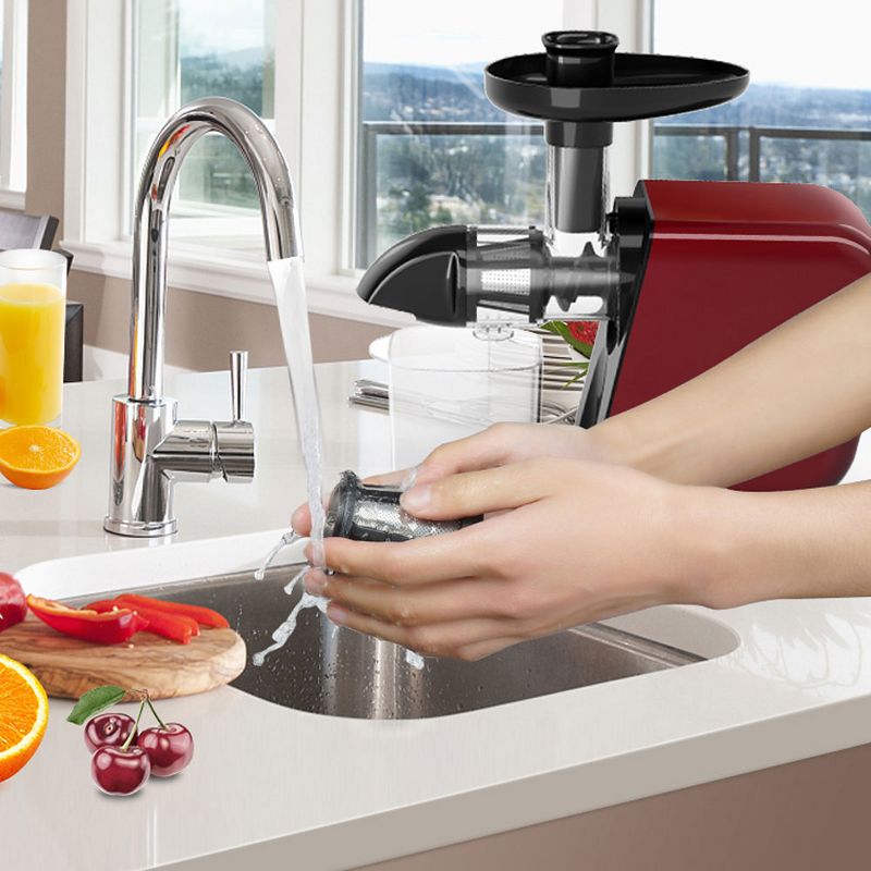 KOIOS B5100 Masticating Vegetable & Fruit Juicer Machine Kitchen Appliance with Slow Squeeze Technology and Reversible Motor, Red/Black