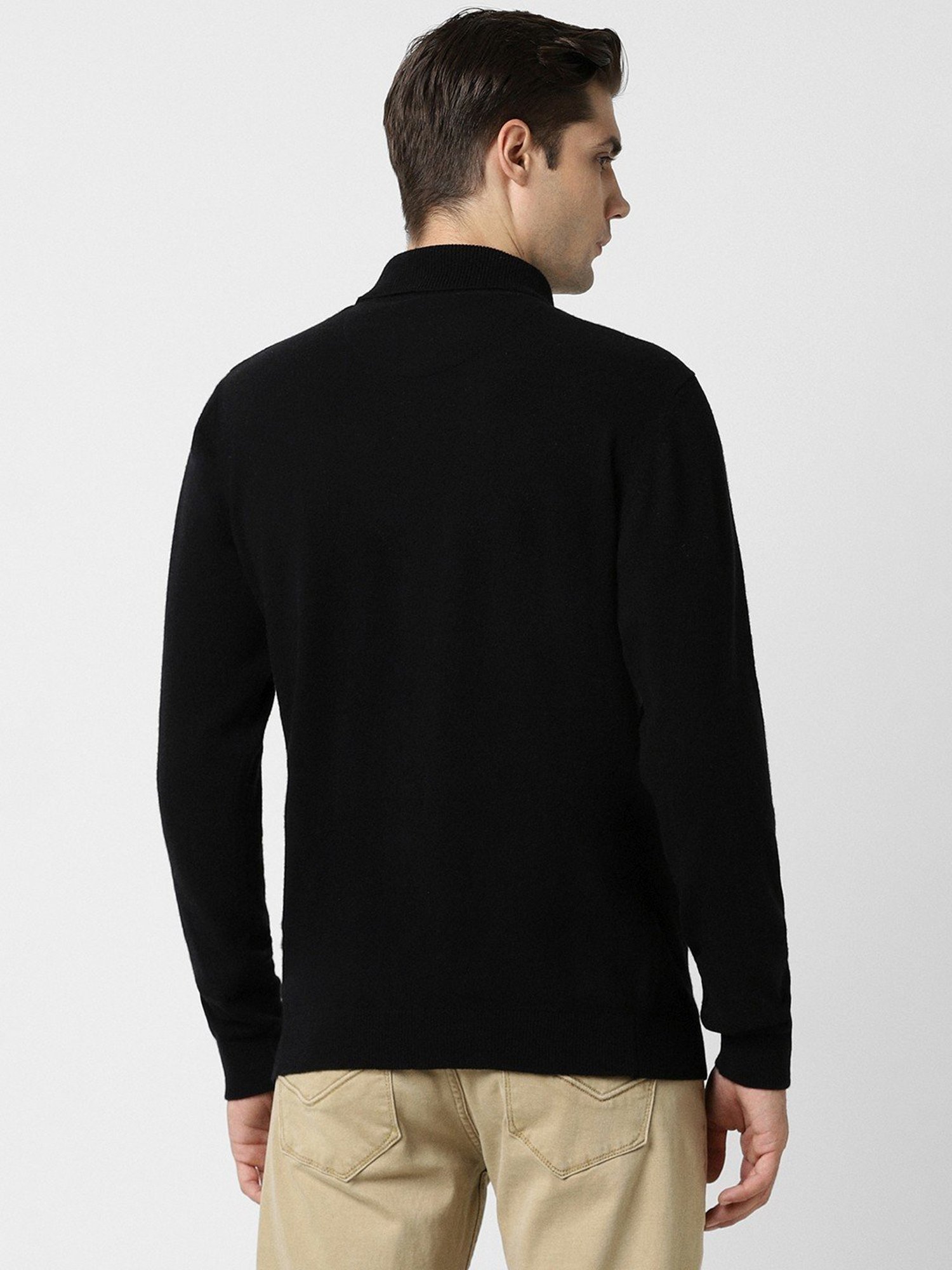 Peter England Black Regular Fit Sweater