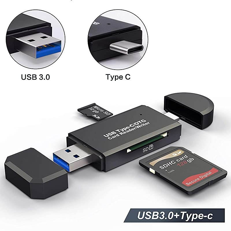 USB OTG to USB Adapter SDSD Card Reader Black30
