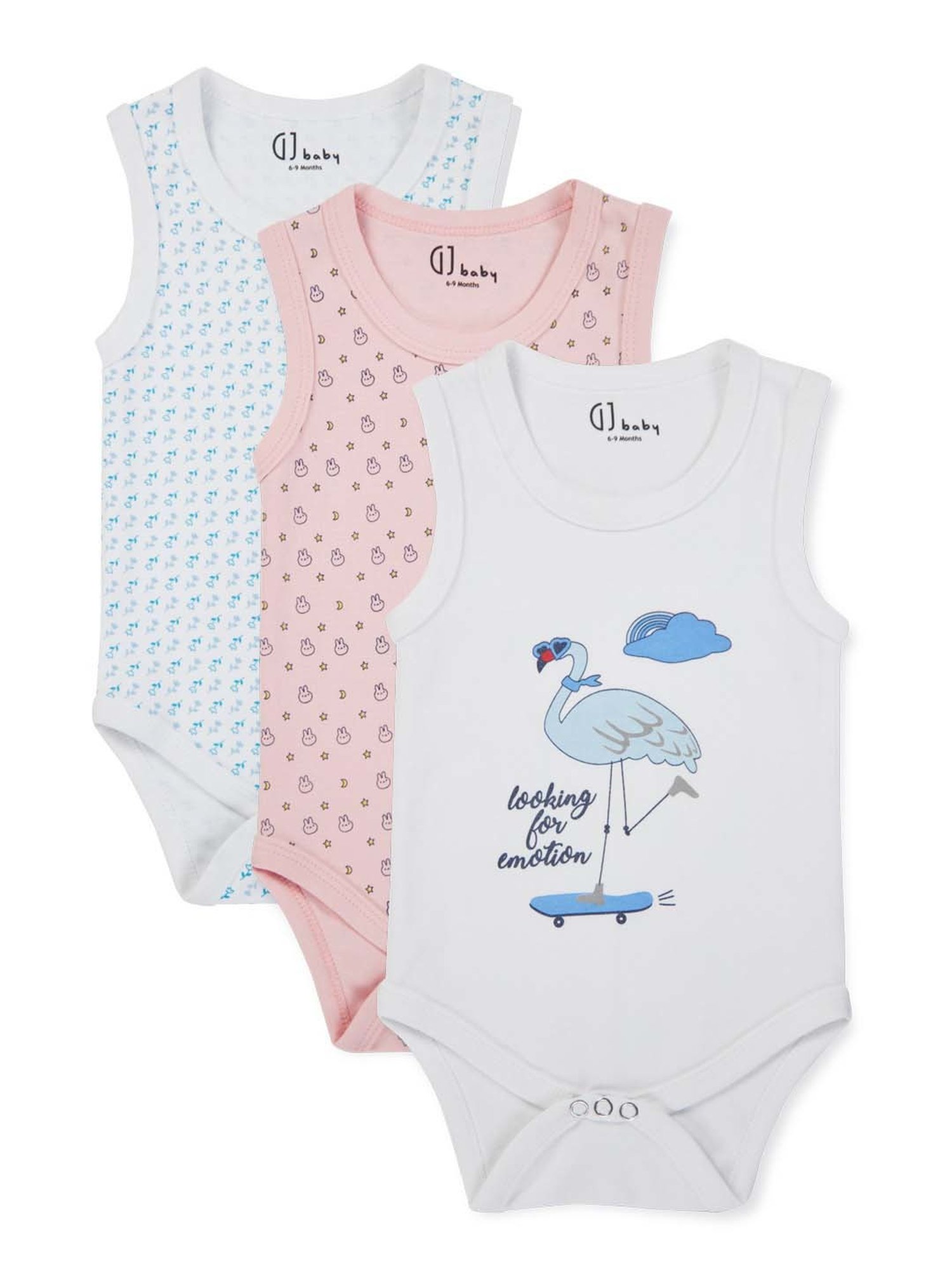 GJ baby Kids Multicolor Printed Onesie (Pack of 3)