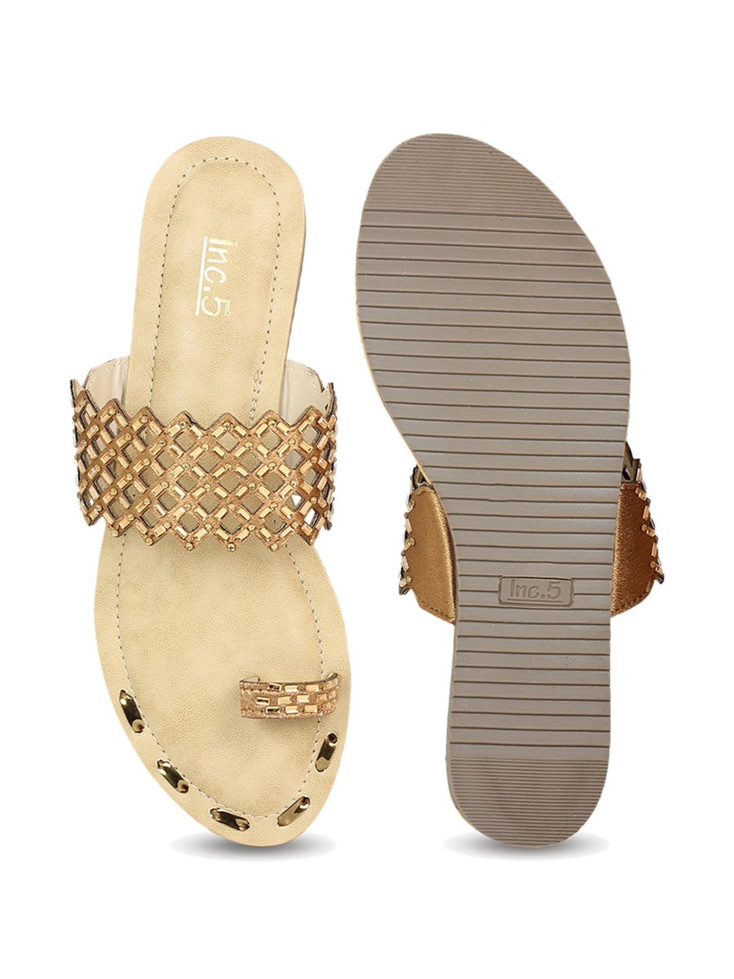 Inc.5 Women's Antique Gold Toe Ring Sandals