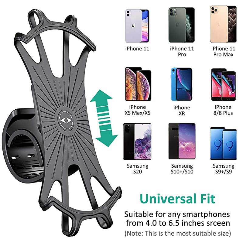 Detachable Bike Phone Mount, 360 Rotation Adjustable Phone Holder for Motorcycle/Bicycle Handlebars, Compatible with iPhone 11 Pro Max/11 Pro/11/XS/XS Max/XR/8/7, Samsung S20/S10 Plus/S10/S10e