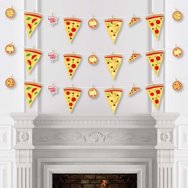 Big Dot of Happiness Pizza Party Time - Baby Shower or Birthday Party DIY Decorations - Clothespin Garland Banner - 44 Pieces