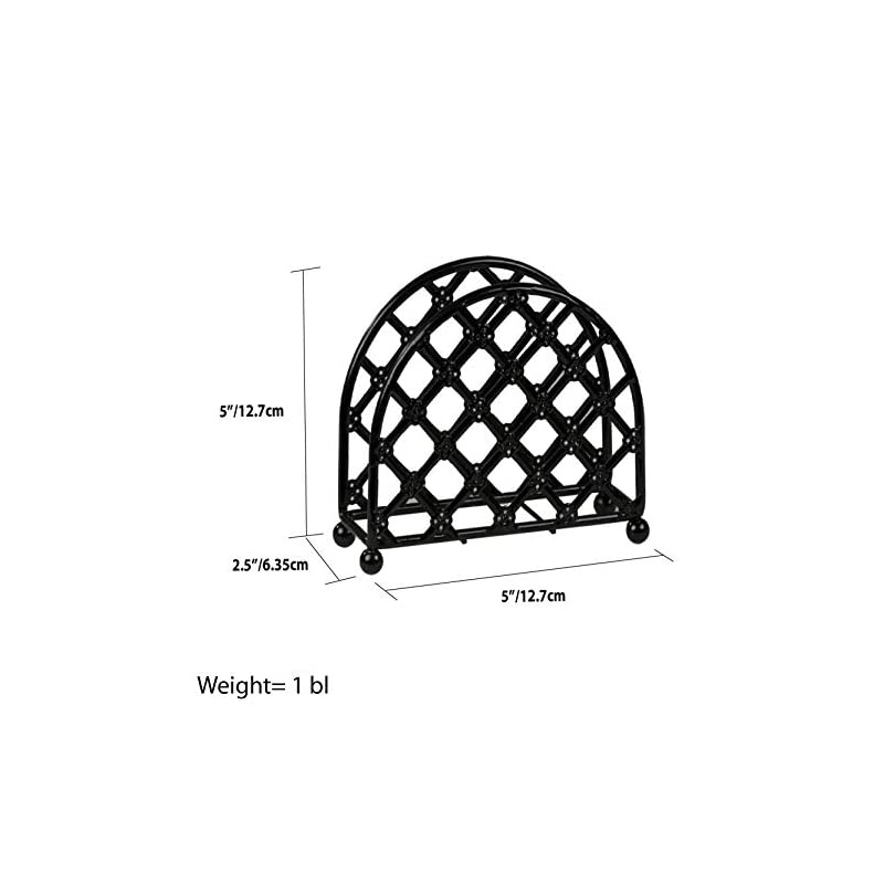 Steel Heavyweight Lattice Collection Napkin Holder , Black Finish , 5.5&rdquo;x5&rdquo;x2.5&rdquo;