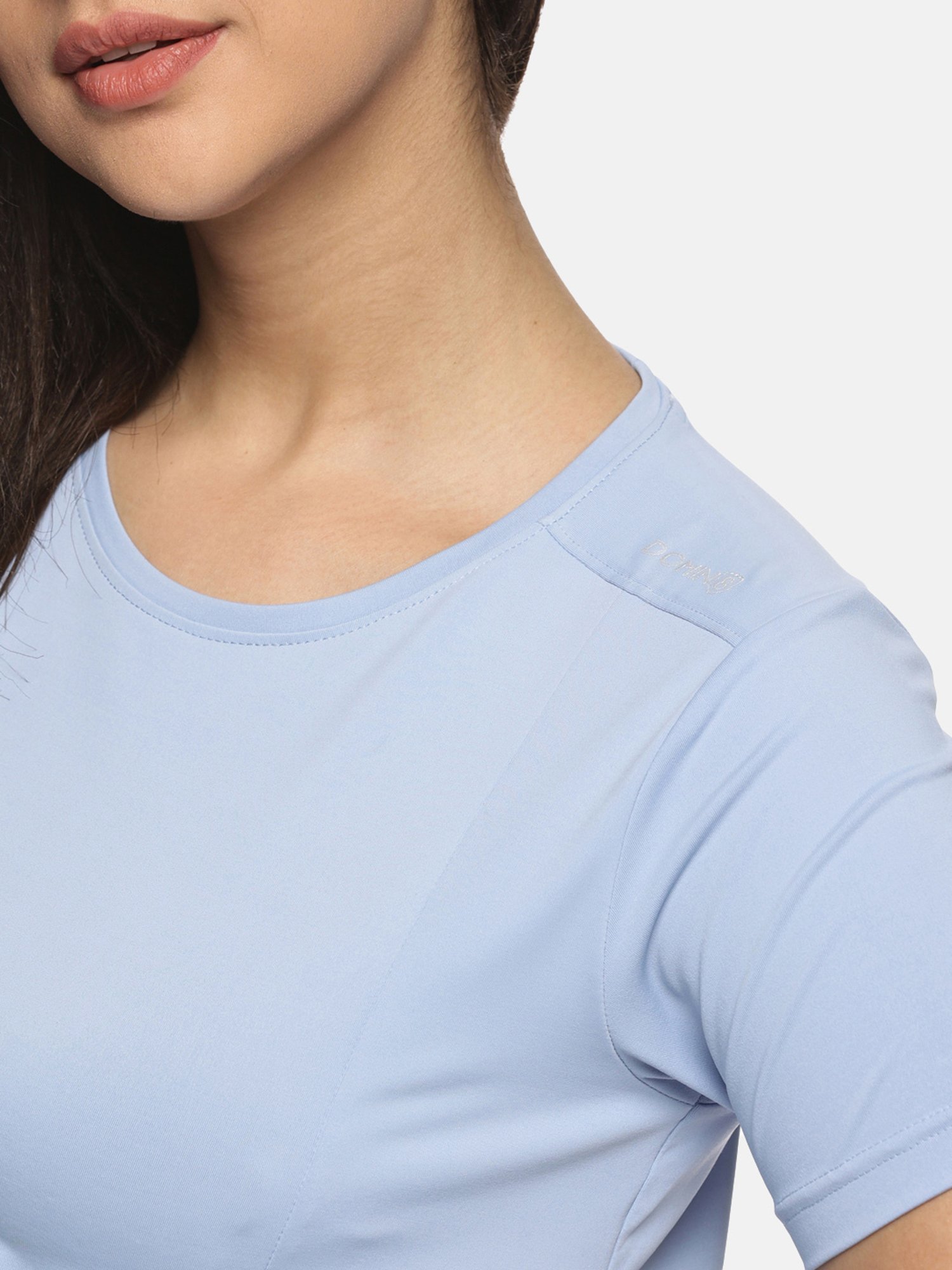 Domin8 Women Breathable Quick Dry  Regular Fit Sports T-Shirt (Sky Blue)