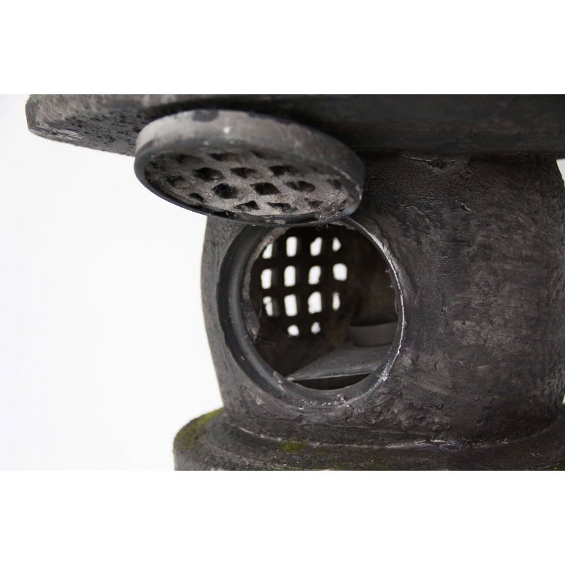 14.5" Polyresin Great Horned Owl on Stump Black - Hi-Line Gift