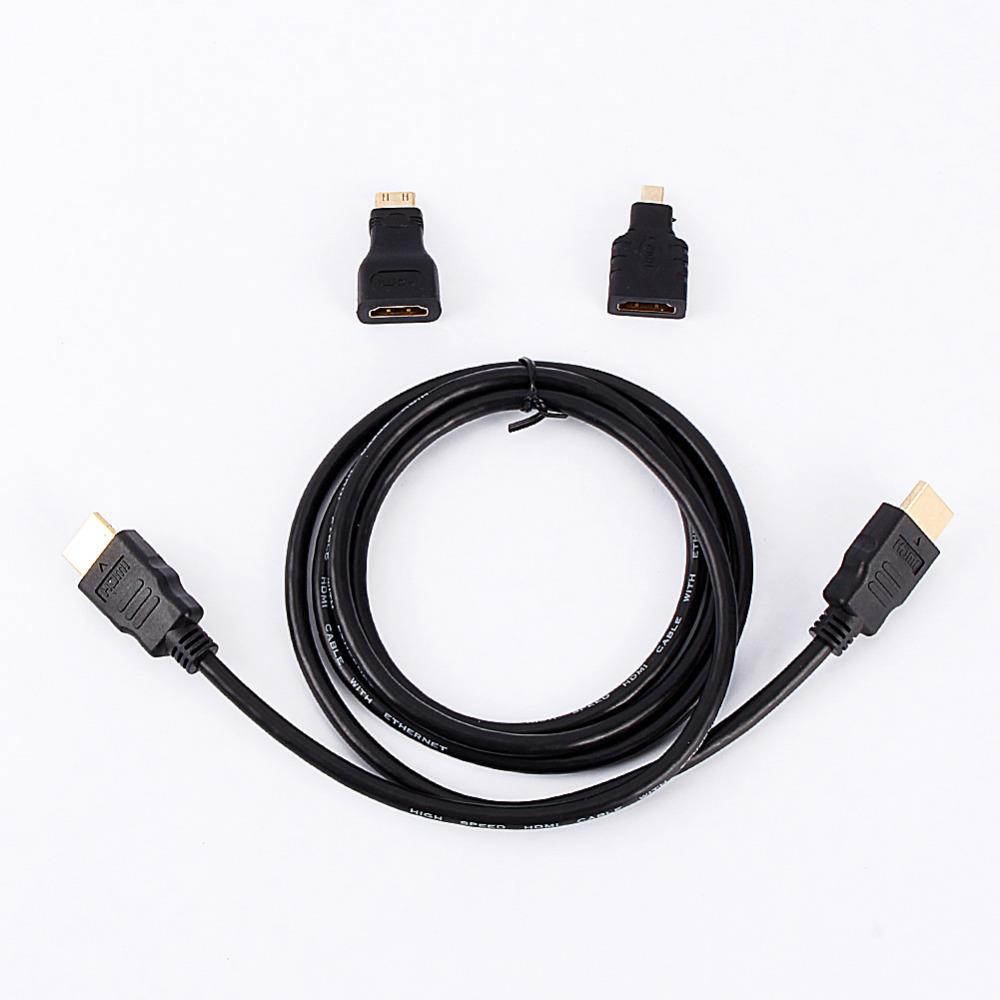 Full HD 3 In 1 HDMI TO HDMI Mini HDMI Micro HDMI Cable V1.4 Gold-plating Adapter Converter for Xbox 360 HDTV 1080P Mobile etc
