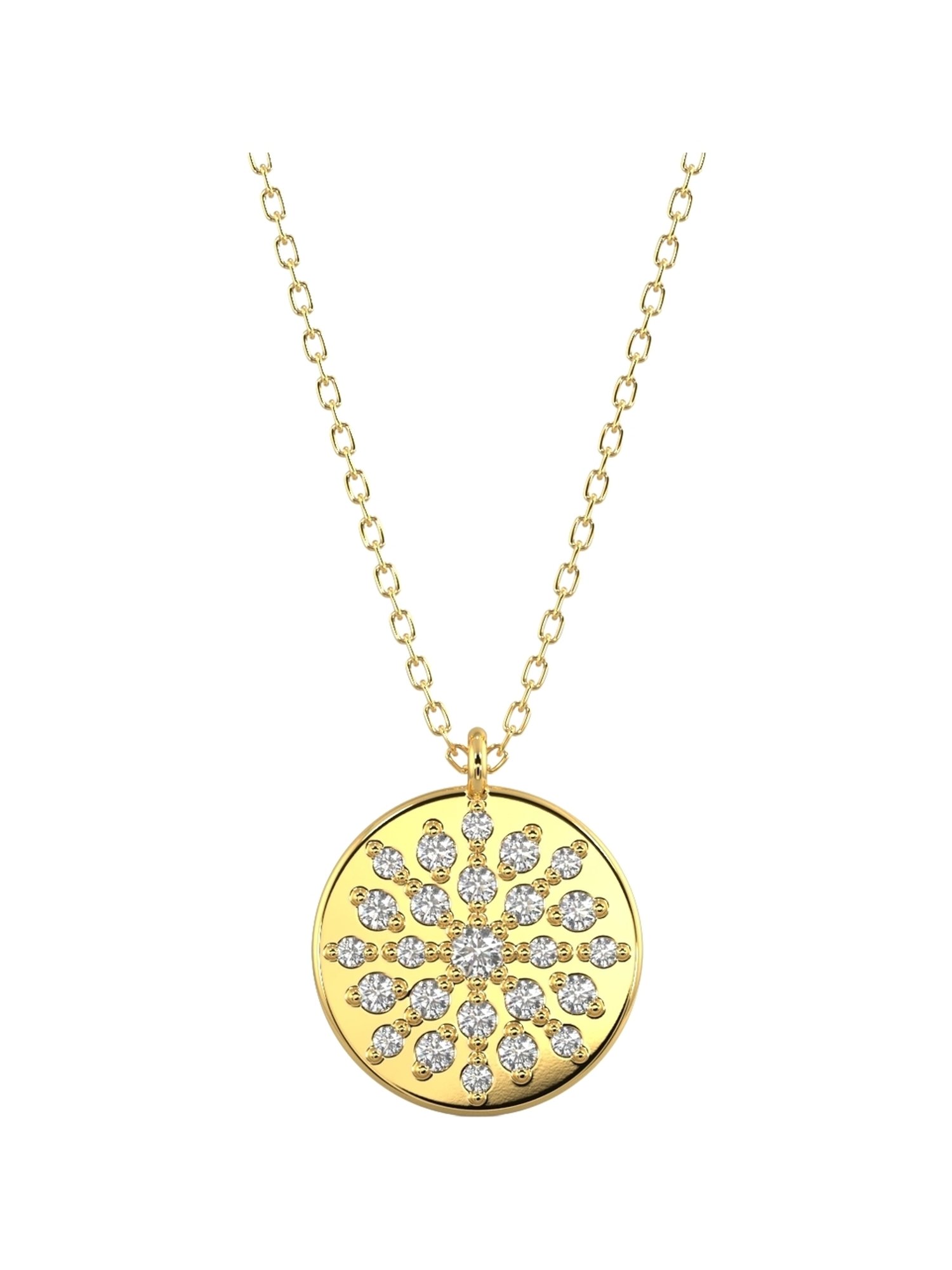 Silvermist 925 Sterling Silver Golden Burst Chain Pendant for Women & Girls