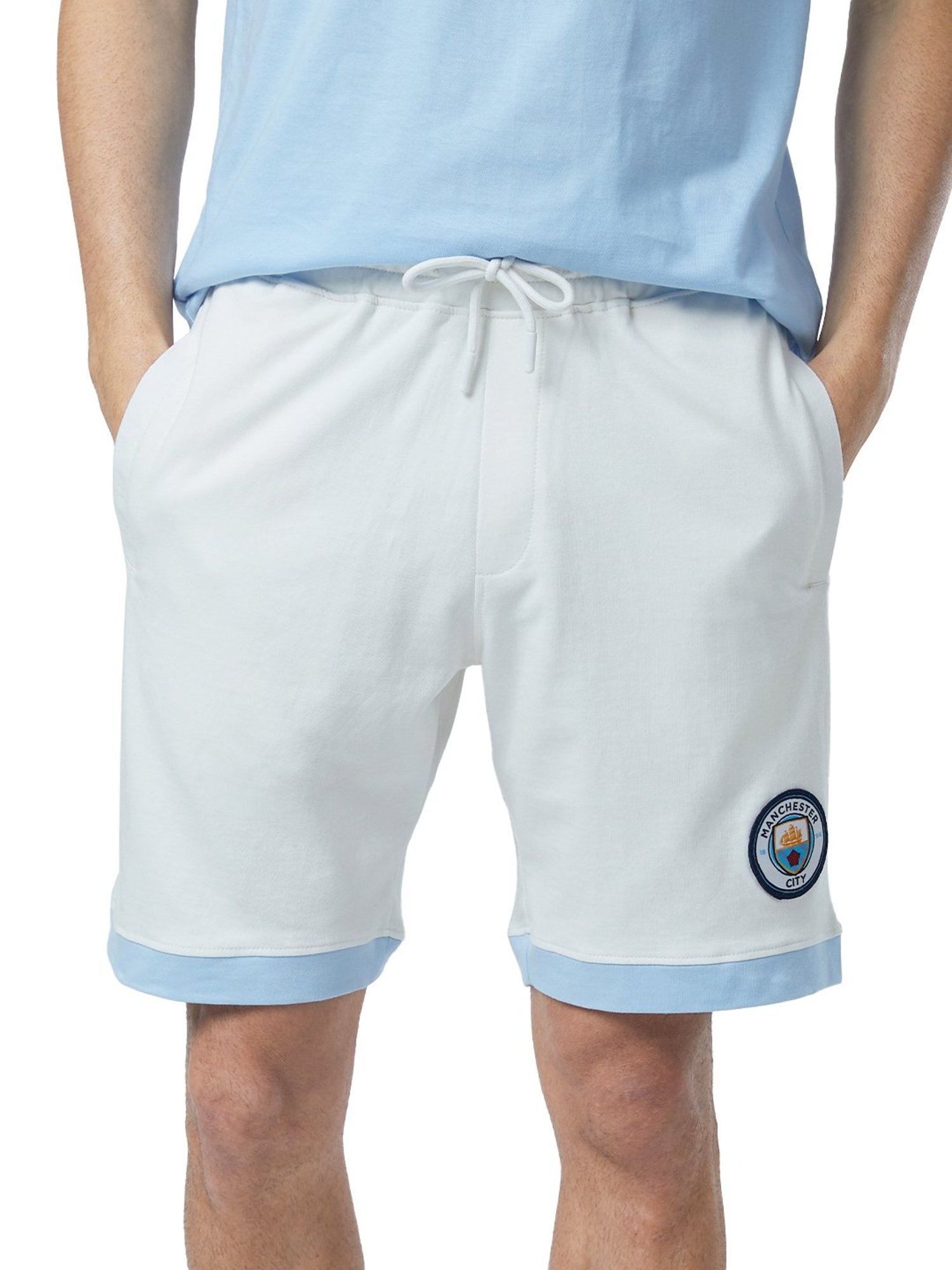The Souled Store White Manchester City Logo Shorts