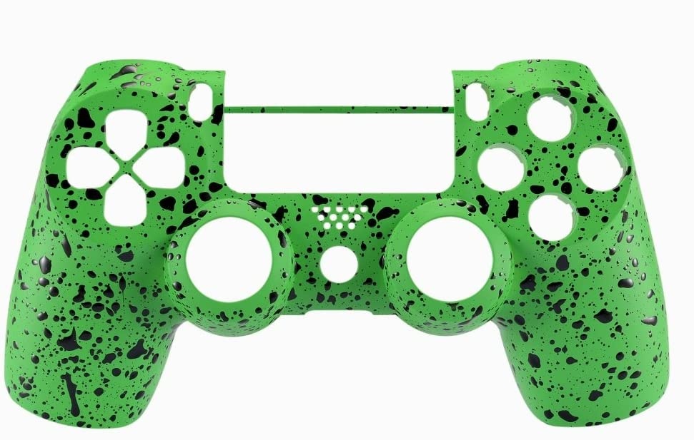 eXtremeRate Textured Green Faceplate Cover, 3D Splashing Front Housing Shell for Playstation 4 PS4 Slim PS4 Pro Controller (CUH-ZCT2 JDM-040/050/055) - Controller NOT Included