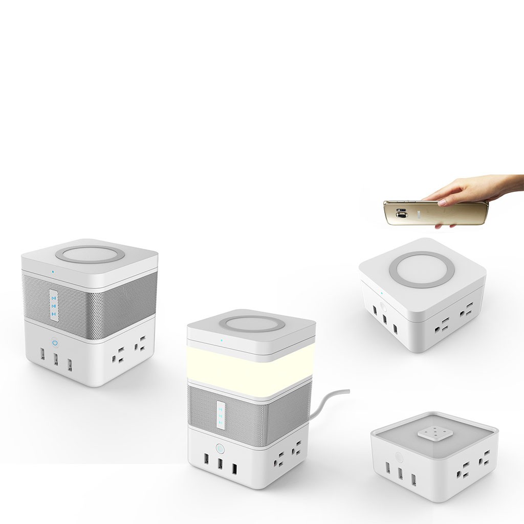 Avatar Control FreeCube Bluetooth Speaker, Power Strip with 4 AC/3 USB Port, LED Gesture Sensor Light, Wireless Charger, 4 in 1 Smart Home Modular, POGO Pin Connected 4 Free Modules