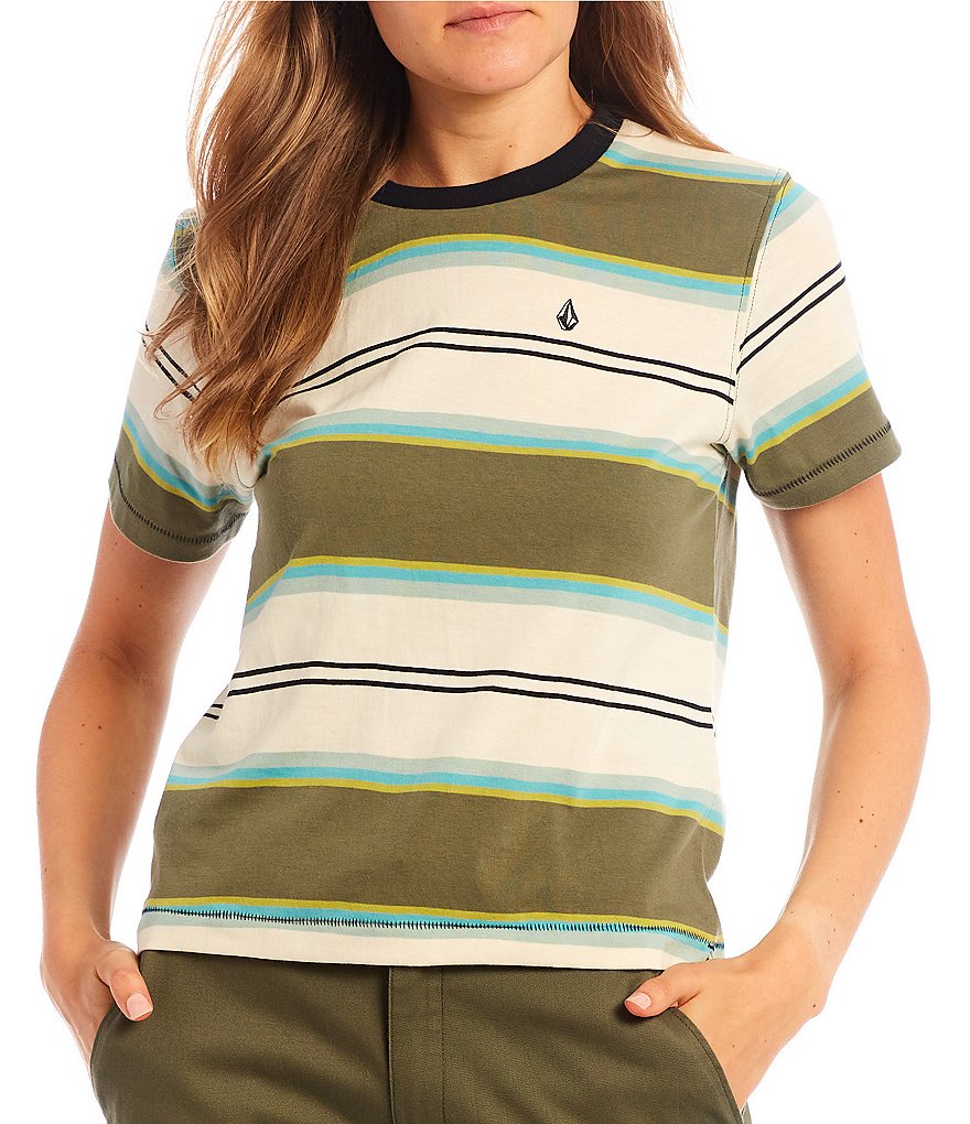 Volcom Choice Is Yours Short-Sleeve Yarn-Dyed-Stripe Jersey Boyfriend Tee