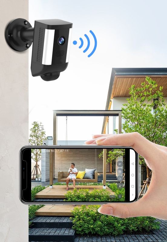 WiFi Security Camera Outdoor,1080P Colorful Night Vision Outside Security Camera System,Home IP Camera with 9.8ft Power Cord,Motion Detection, 2 Way Audio, Siren Alarm