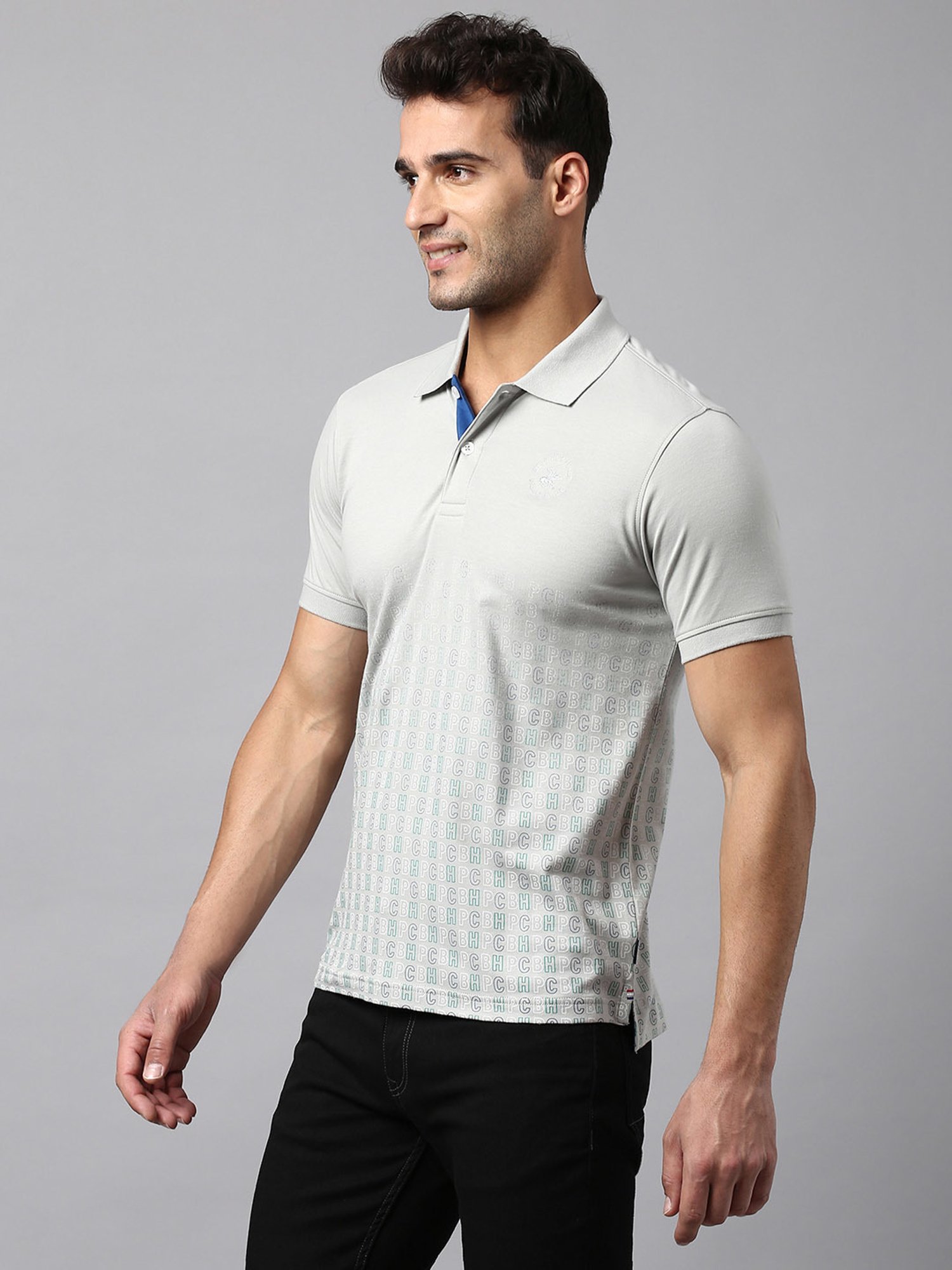 Beverly Hills Polo Club Grey Regular Fit Cotton Polo T-Shirt