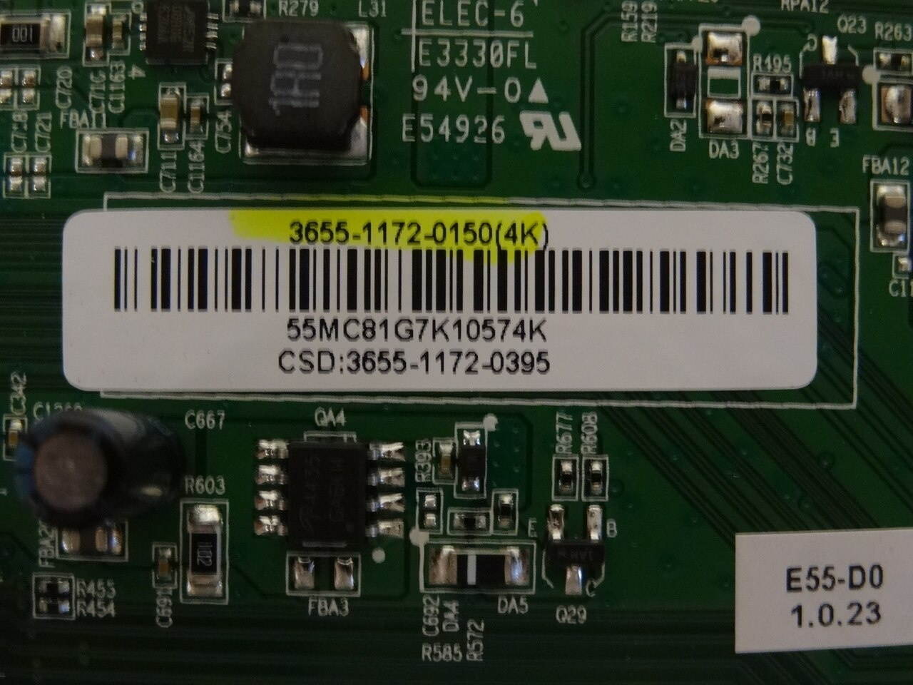 Vizio E55-D0 Main Board (3655-1172-0395) 3655-1172-0150