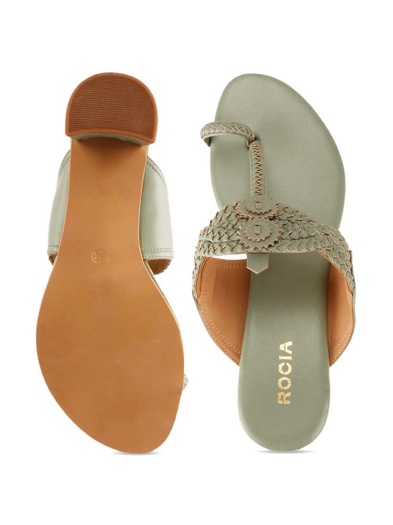 Rocia by Regal Women's Sage Green Toe Ring Sandals