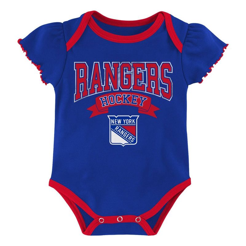 NHL New York Rangers Girls' Winning Goal Bodysuit Set 3pk - 18M