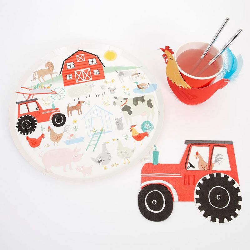 Meri Meri - Farmyard Party Supplies Collection (Plate, Napkin, Cup) - Set of 8
