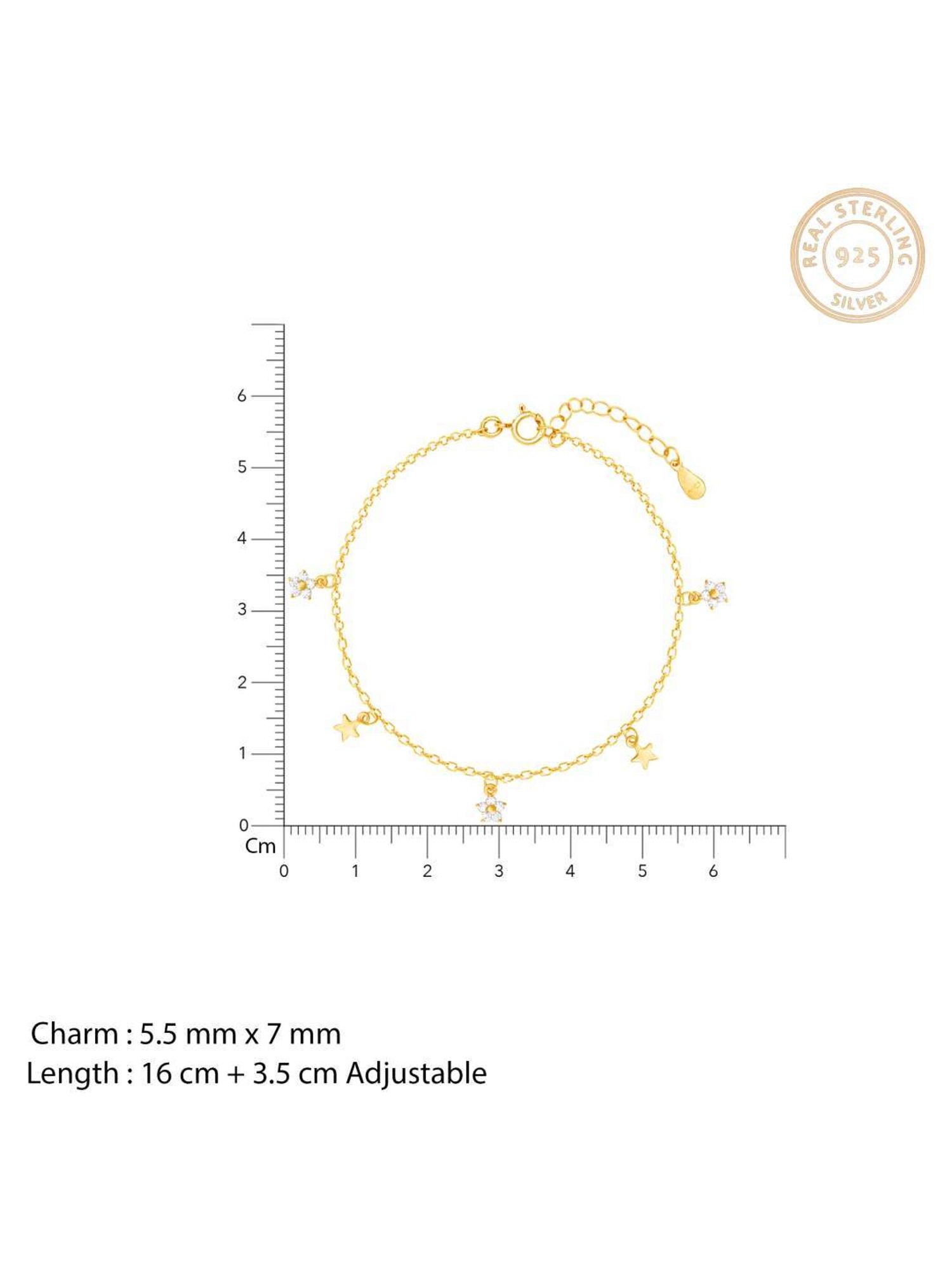 GIVA 925 Silver Golden Night Star Bracelet for Women & Girls