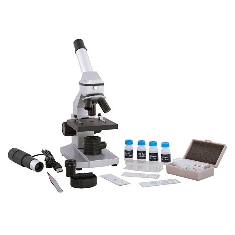 Intermediate Compound Microscope for Kids 40X 1024X Magnification LED Illumination amp Wide Range of Accessories Included USB Eyepiece Directly Connects to Computer