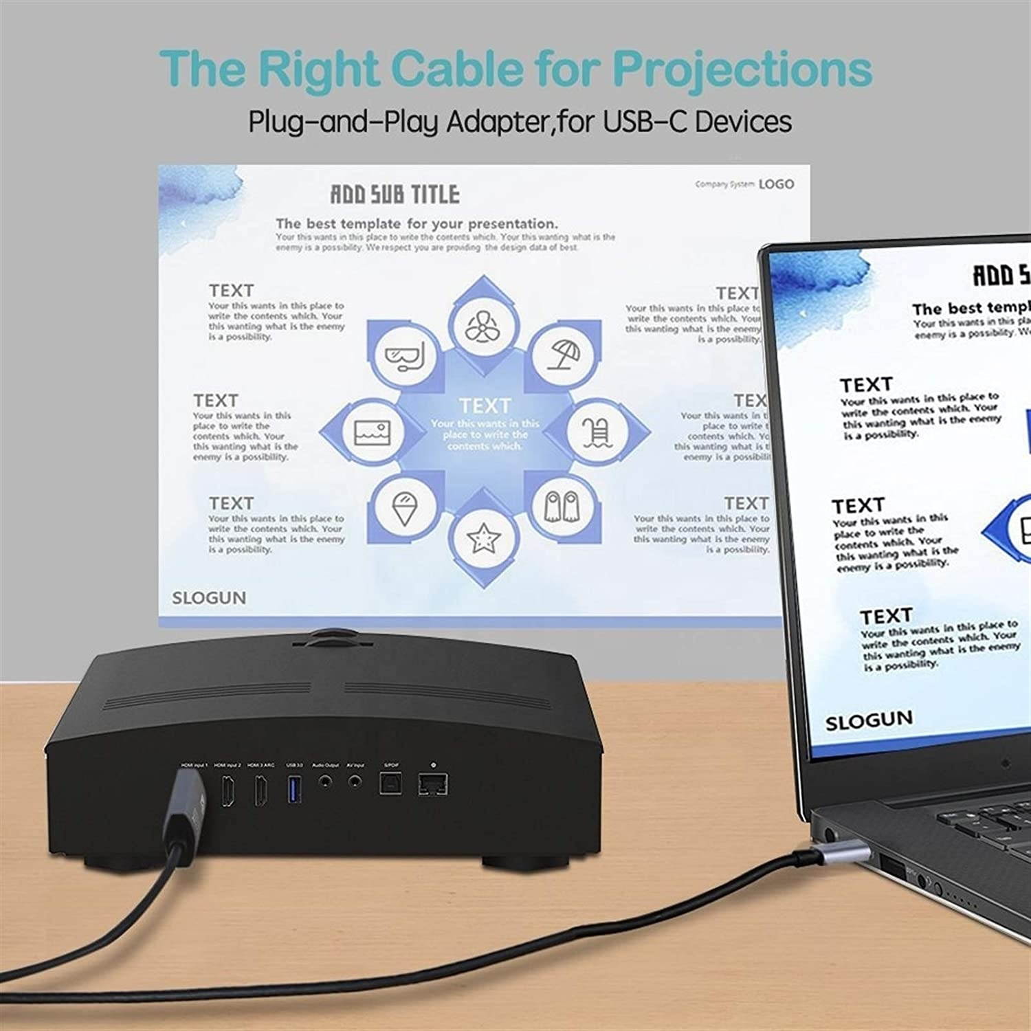 Thunderbolt 3 Cable (1.8M/6.3Ft) USB-C to HDMI 4K & Data High Speed Transfer Fast ChargingCompatible with LaptopSmartphoneComputerMacBook