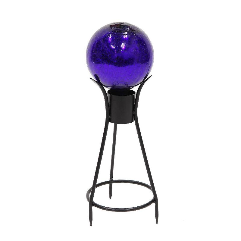 13.75" Iron Trestle III Spiked Gazing Globe Ball Stand Black Powder Coat Finish - ACHLA Designs