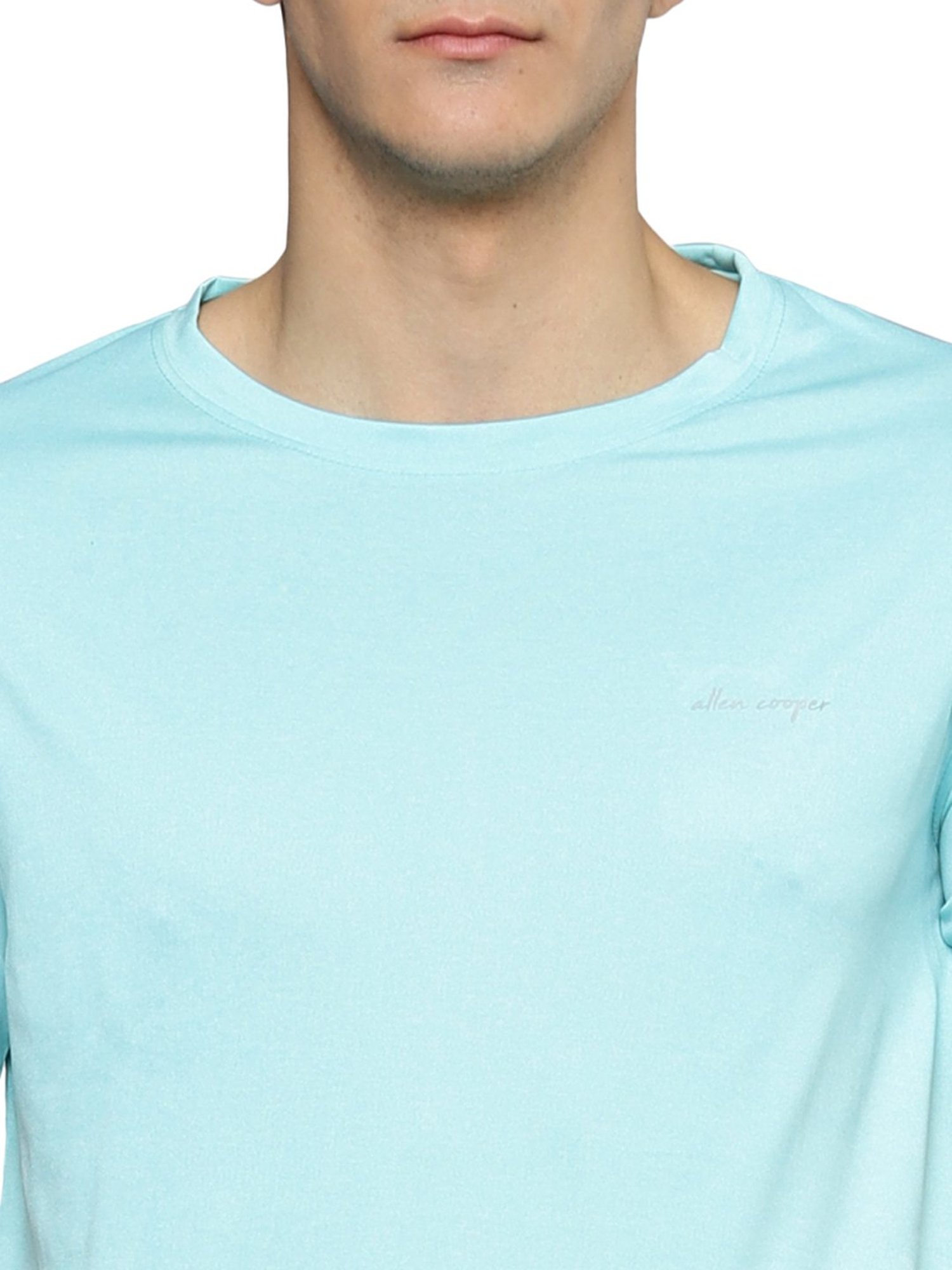 Allen Cooper White Regular Fit Self Pattern T-Shirts