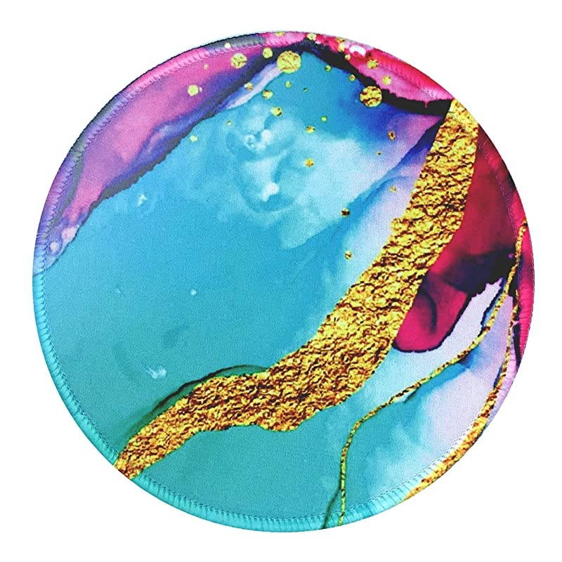 Mouse Pad Round Mouse Mat Cute Mouse Pad with Design NonSlip Rubber Base Mousepad with Stitched Edge Waterproof Office Mouse Pad Colorful Marble