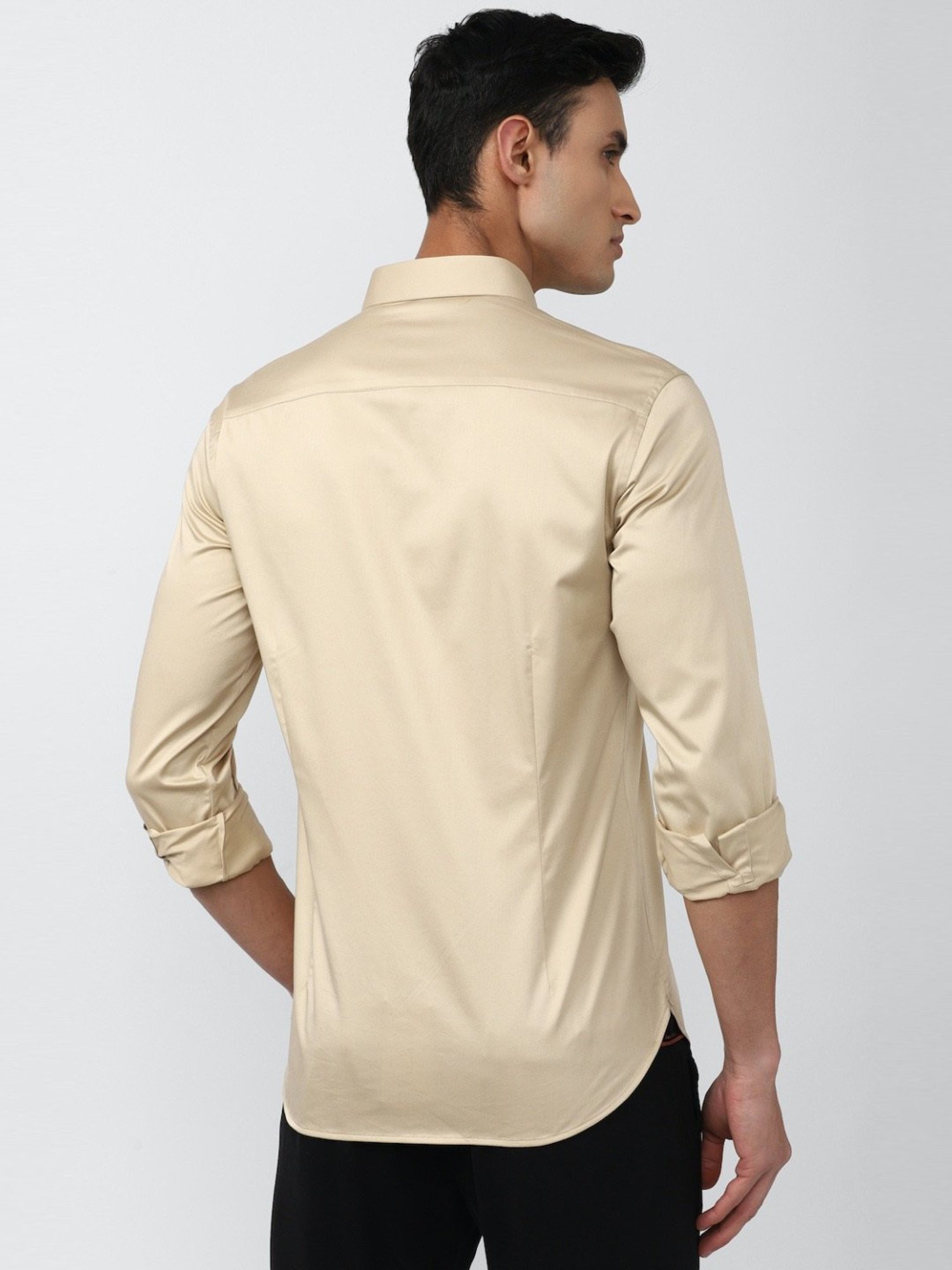 V Dot Beige Slim Fit Shirt