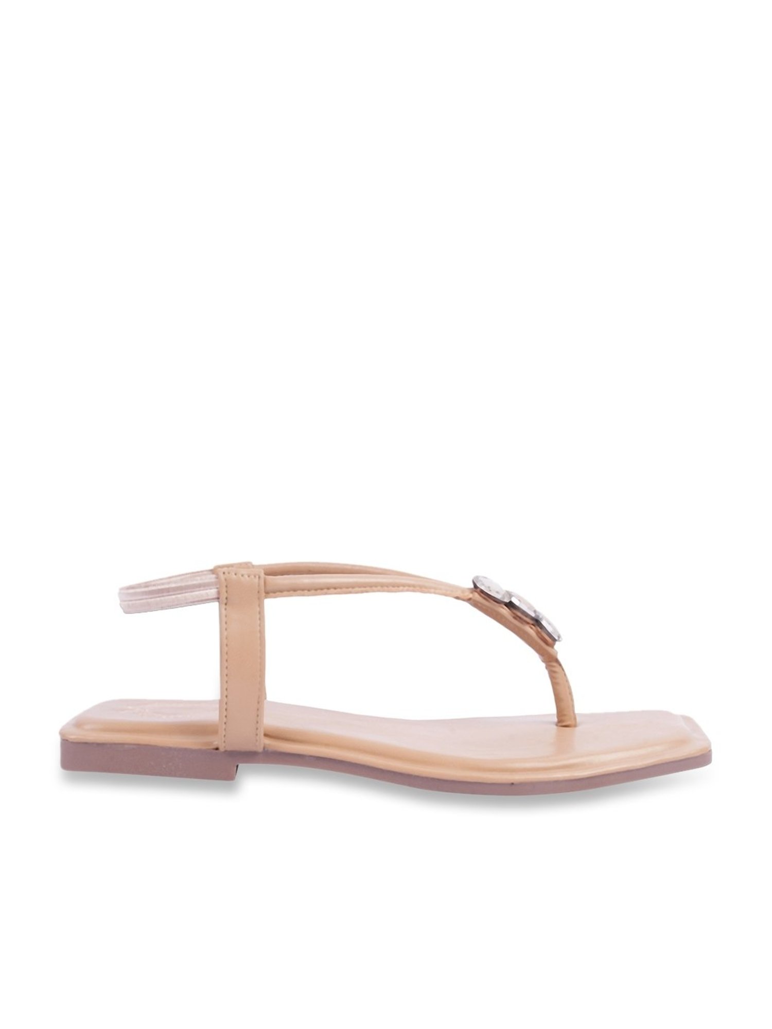 Shoetopia Women's Beige Sling Back Sandals