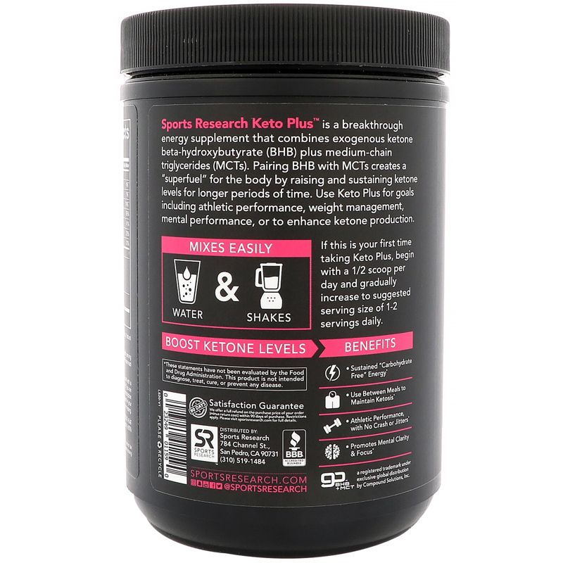 Sports Research Keto Plus, GO BHB +, Raspberry Lemonade, 11.2 oz (318 g), Sports Nutrition Supplements