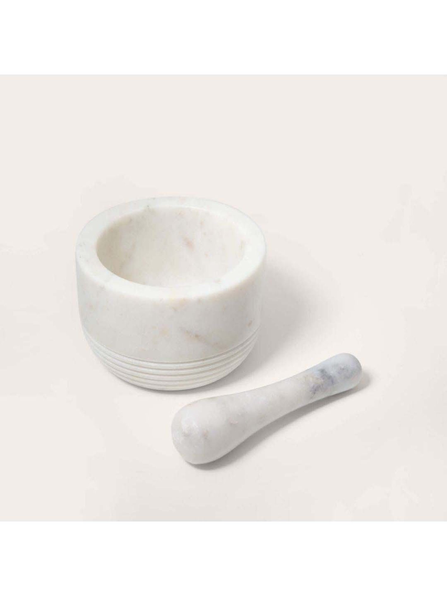 ellementry White Marble Mortar with Pestle - Set of 1