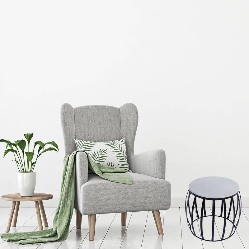 Concave Base Round Marble Top Side or End Table White/Black - The Urban Port