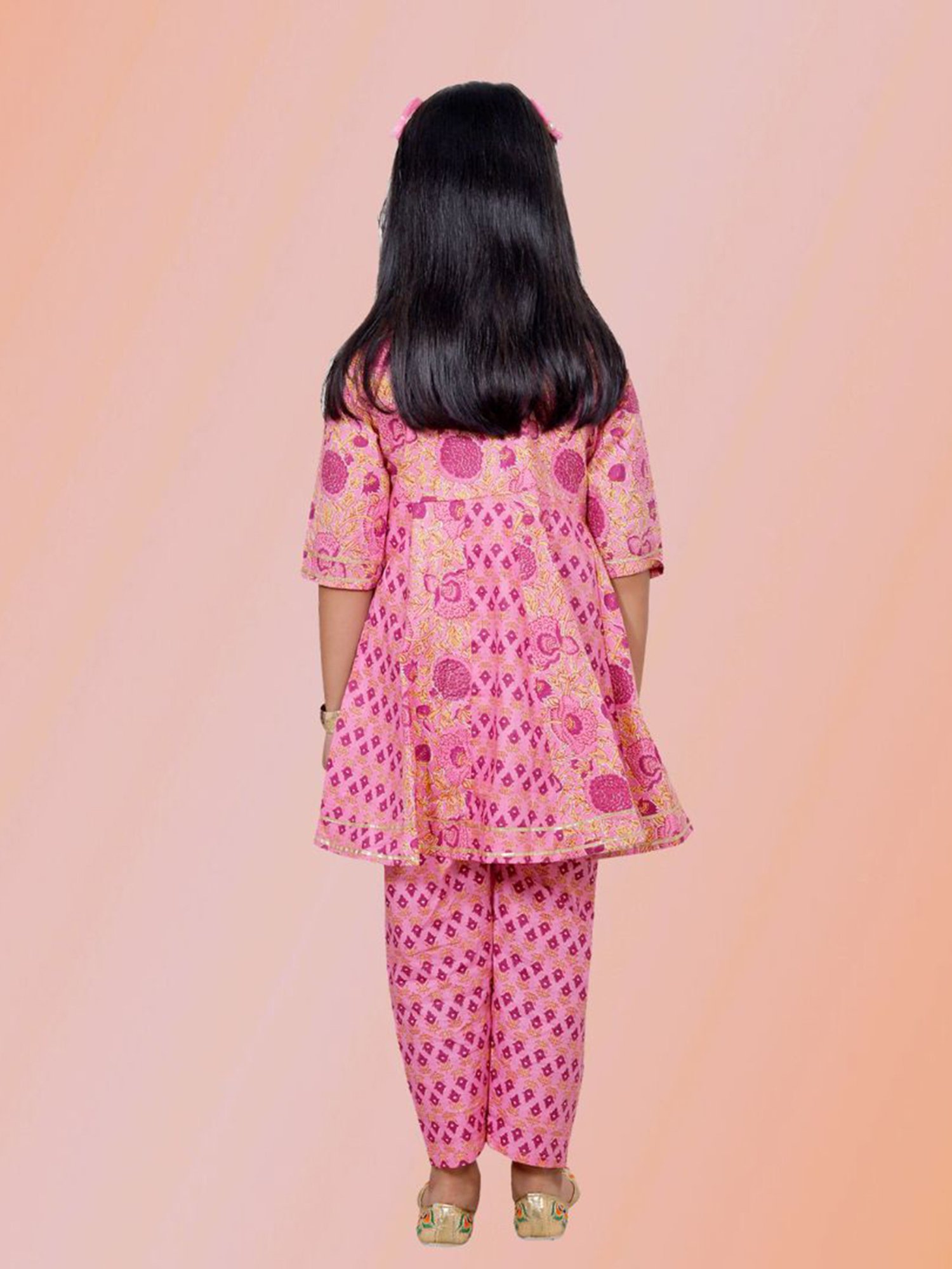 Tippy Top Kids Pink Printed Kurta with Pants