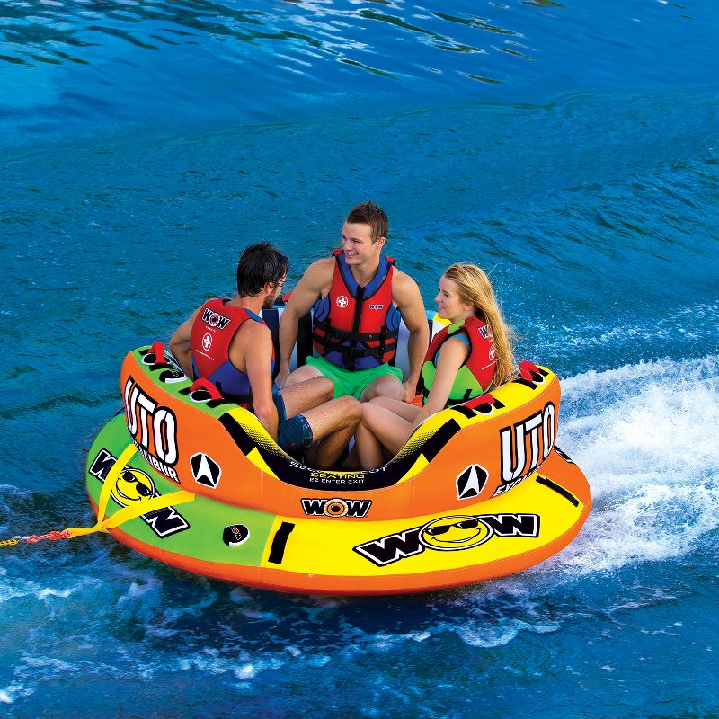WOW Watersports 1-3 Rider UTO Excalibur Boating Lake Towable with Secure Cockpit Seating and Hover Bottom Design