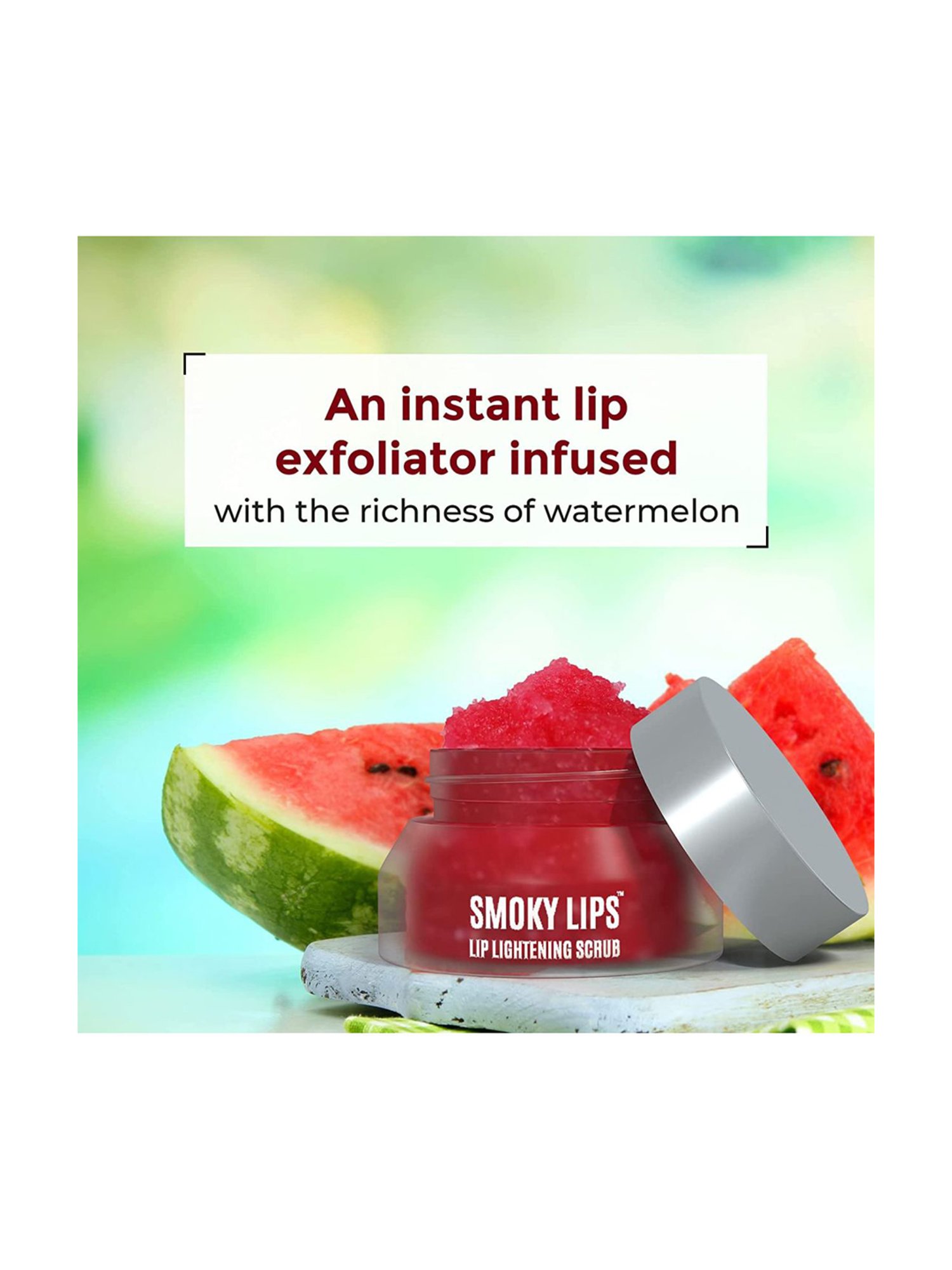 Cosmetofood Bioglam Smoky Lips Watermelon Merry Lip Lightening Scrub For Perfect Lip Colour - 15 gm