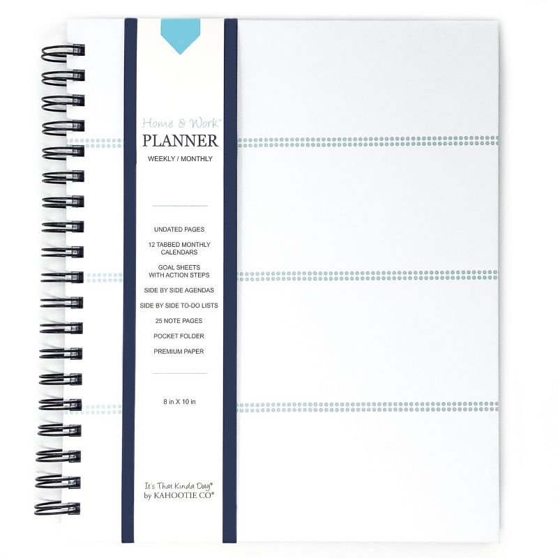 Undated Planner 8" X 10" Teal Mini Stripes - Kahootie Co