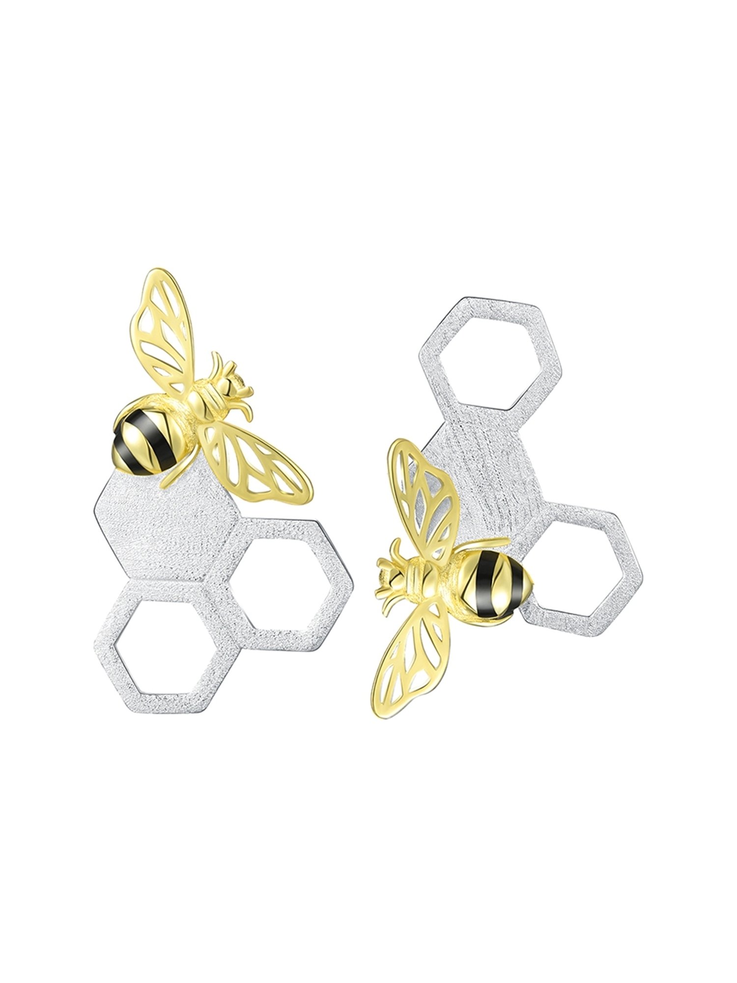 Rihi by P.C. Chandra Jewellers 92.5 Sterling Silver Honey Comb Stud Earrings for Women & Girls