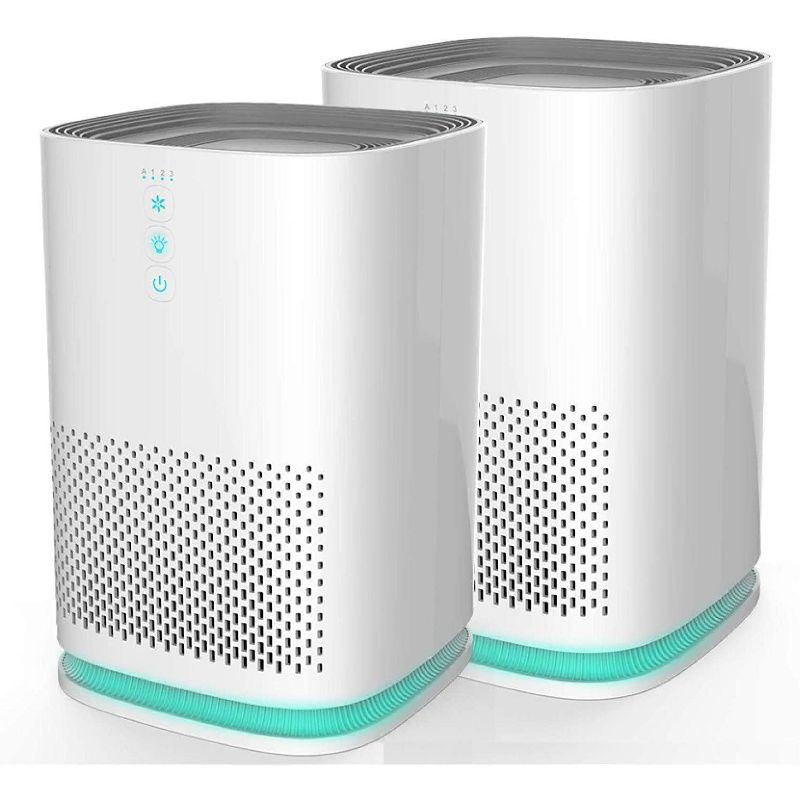 Medify Air MA-14 HEPA Compact Portable Tabletop Indoor Home Personal Air Purifier for 200 Square Foot Rooms with Replacement Filters, White (2 Pack)