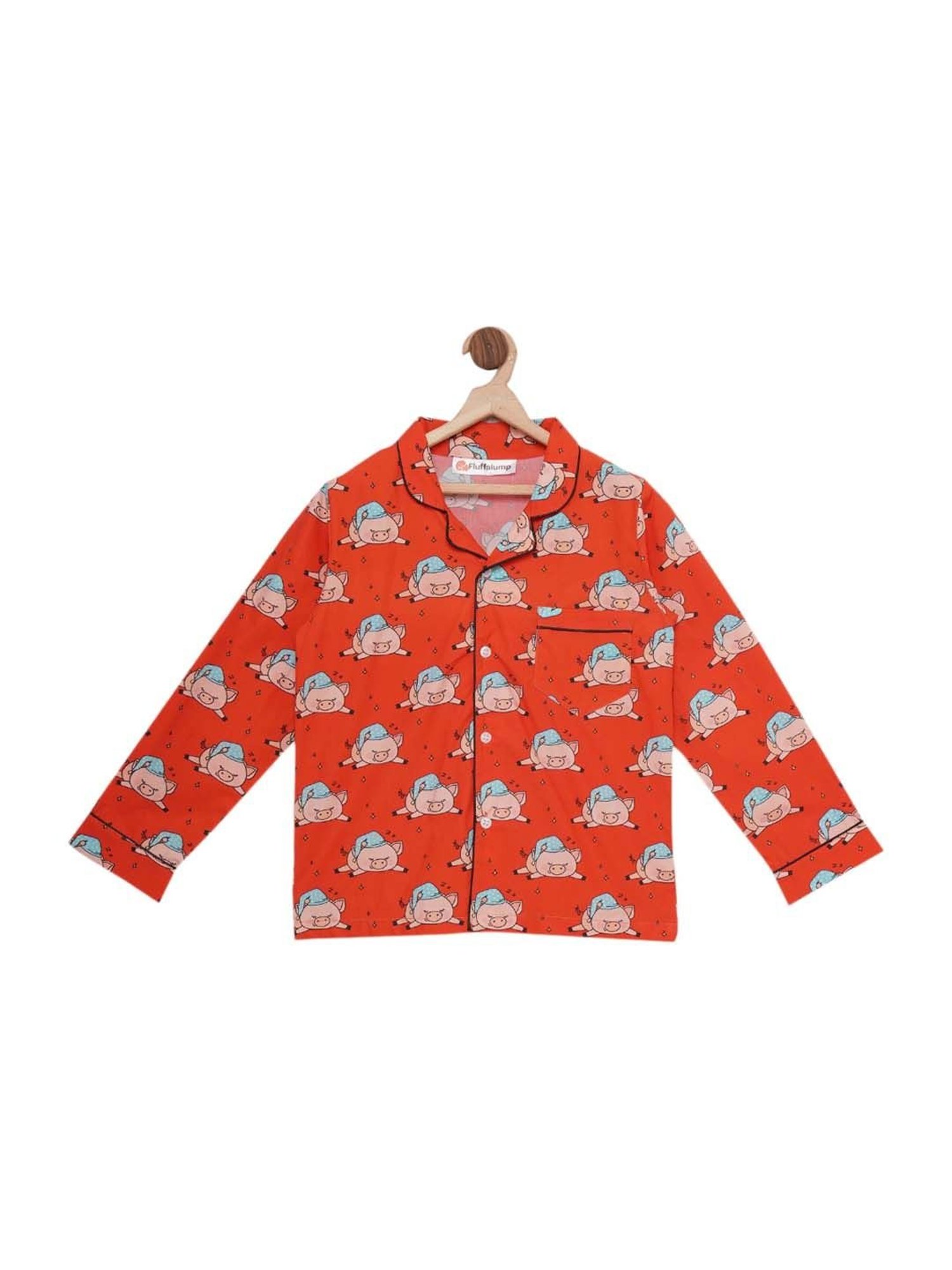 Fluffalump Boys Multicolor Cotton Printed Nightwear Top & Pants Set