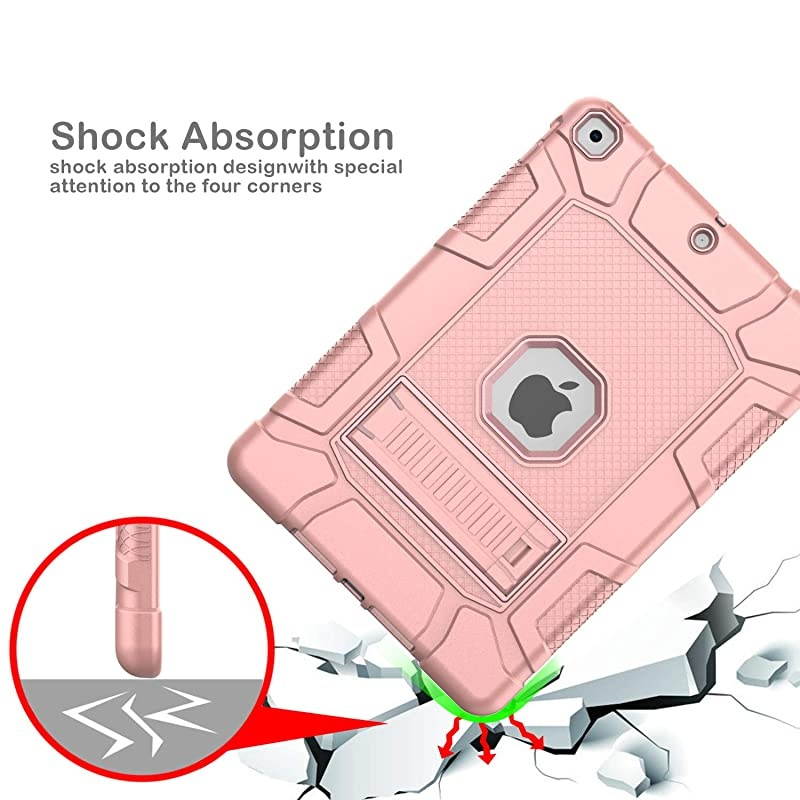 Case for iPad 8th Generation/iPad 7th Generation (10.2 Inch, 2020/2019 Model), Slim Heavy Duty Shockproof Rugged High Impact Protective Case for iPad 10.2 inch 2020/2019,Rose Gold