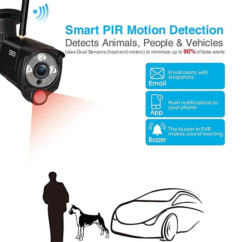 3MP & 2 Way Audio]  Ultra HD Security Camera System Wireless,8CH NVR Recorder with 2TB HDD and 8PCS 3MP Outdoor Bullet Cameras with PIR Sensor,Floodlight,Plug and Play,Easy Installation(Black)