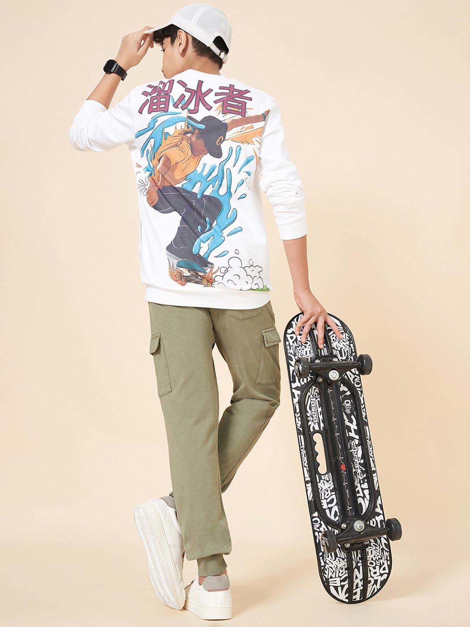 Coolsters by Pantaloons Boys Bright White Cotton Printed Full Sleeves Sweatshirts & Hoodies