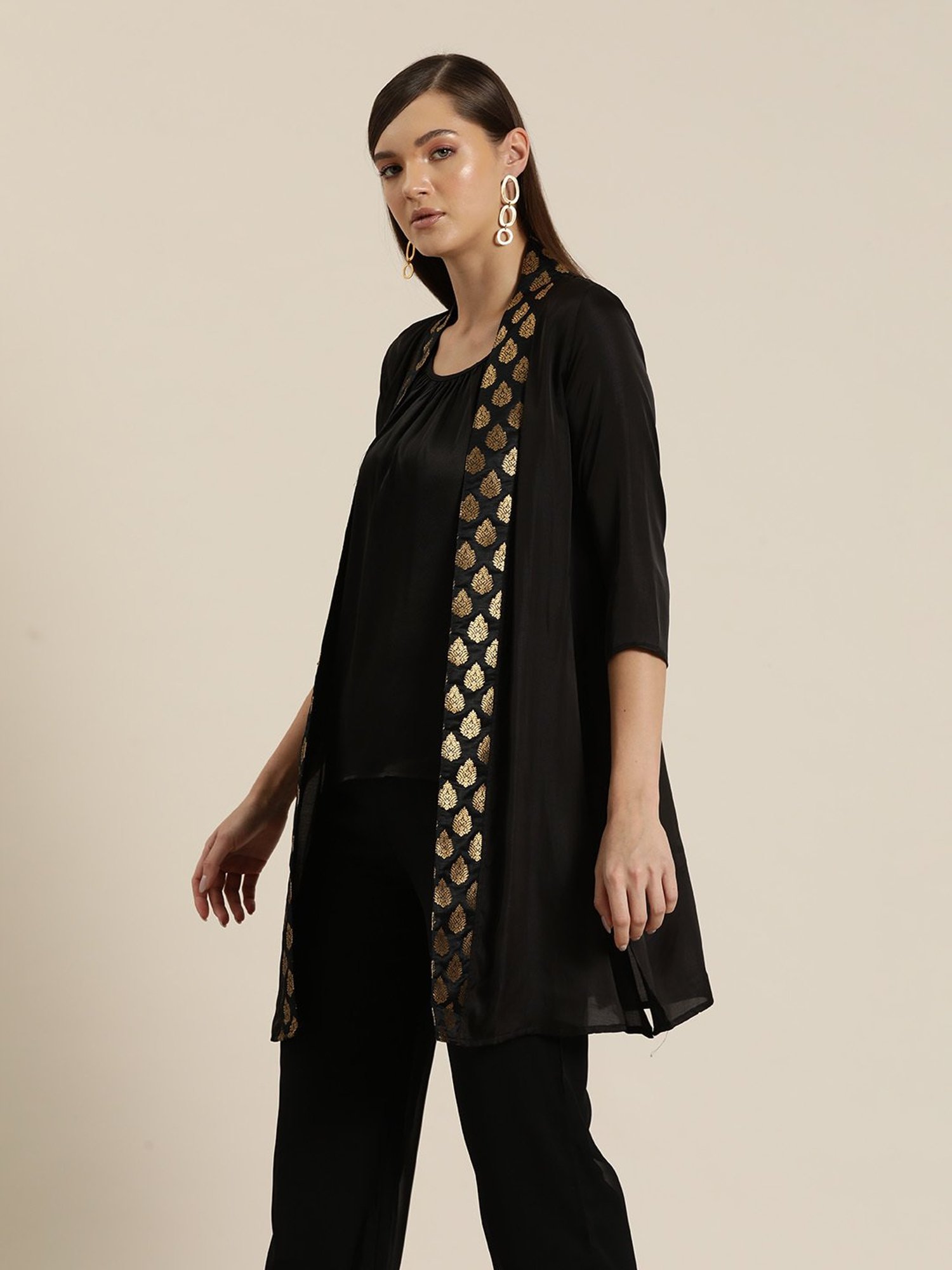 Akkriti by Pantaloons Off-White Self Pattern Shrug